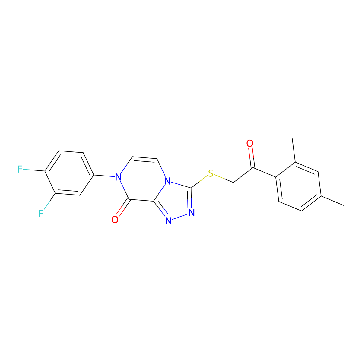 7-(3,4-difluorophenyl)-3-{[2-(2,4-dimethylphenyl)-2-oxoethyl]sulfanyl}-7H,8H-[1,2,4]triazolo[4,3-a]pyrazin-8-one molecular structure, CAS 1242933-45-4