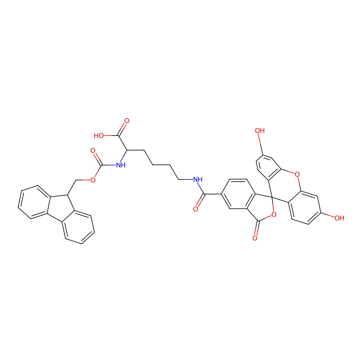 Fmoc-Lys(5-FAM)-OH molecular structure, CAS 1242933-88-5