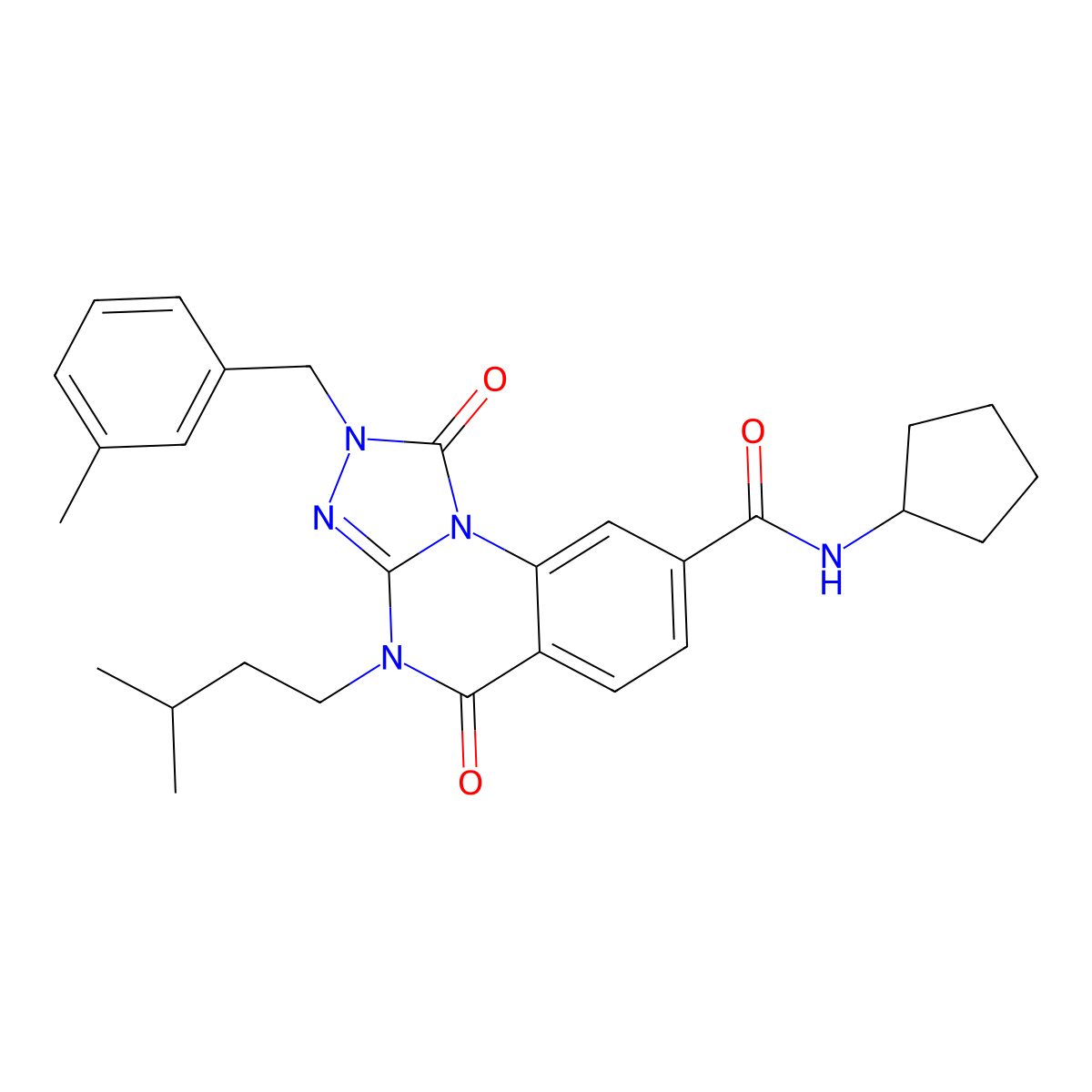 N-cyclopentyl-4-isopentyl-2-(3-methylbenzyl)-1,5-dioxo-1,2,4,5-tetrahydro-[1,2,4]triazolo[4,3-a]quinazoline-8-carboxamide molecular structure, CAS 1242936-03-3