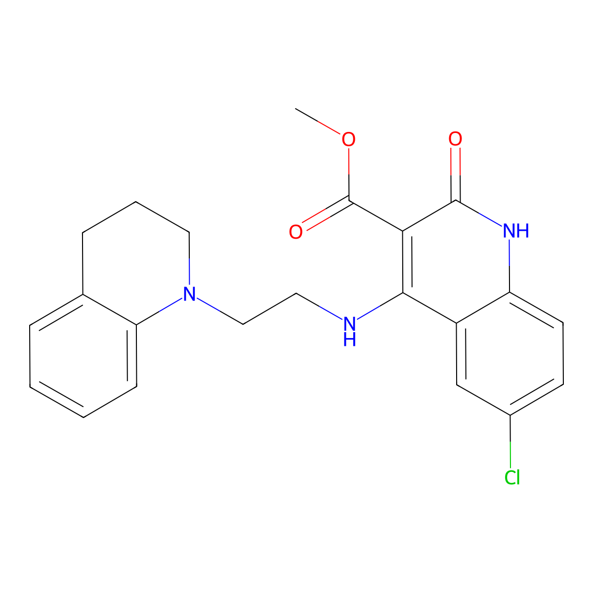 methyl 6-chloro-4-((2-(3,4-dihydroquinolin-1(2H)-yl)ethyl)amino)-2-oxo-1,2-dihydroquinoline-3-carboxylate molecular structure, CAS 1242937-60-5