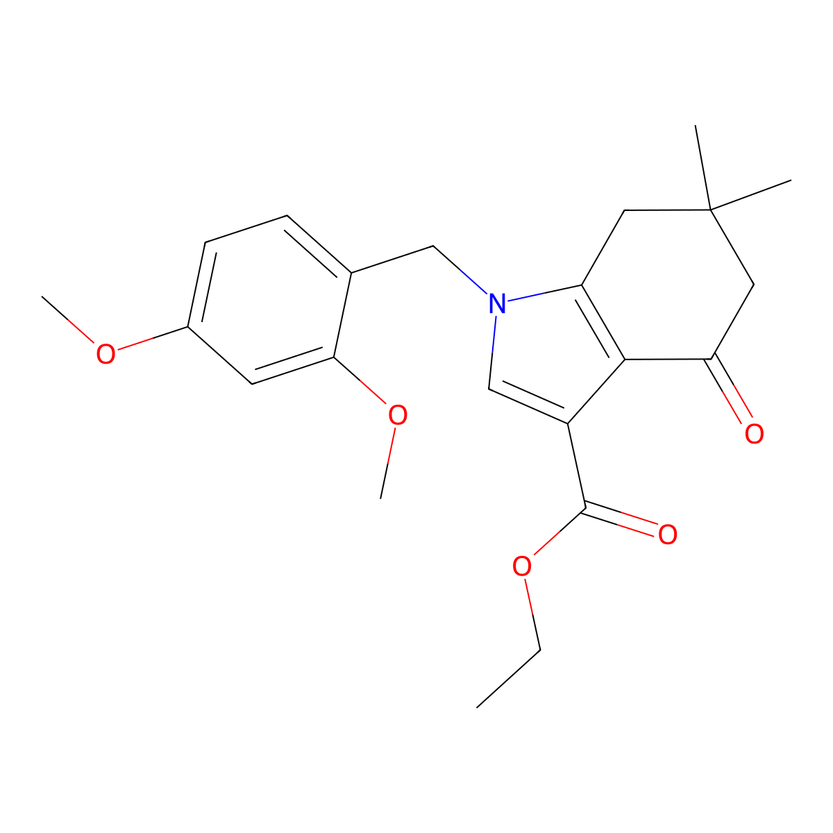 Ethyl 1-(2,4-dimethoxybenzyl)-6,6-dimethyl-4-oxo-4,5,6,7-tetrahydro-1H-indole-3-carboxylate molecular structure, CAS 1242937-87-6