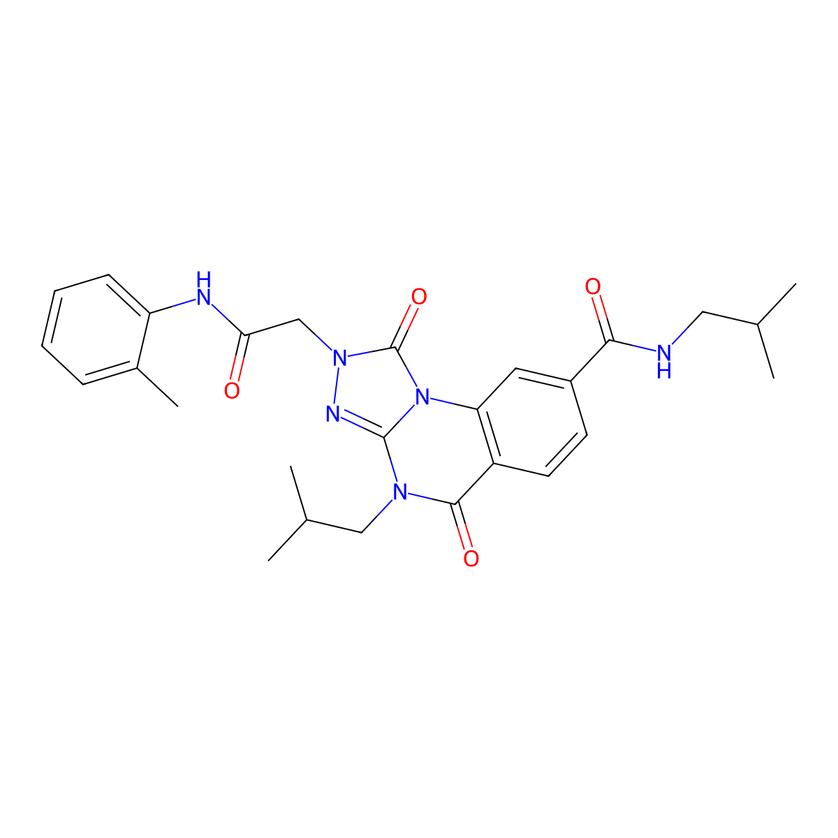 N,4-diisobutyl-1,5-dioxo-2-(2-oxo-2-(o-tolylamino)ethyl)-1,2,4,5-tetrahydro-[1,2,4]triazolo[4,3-a]quinazoline-8-carboxamide molecular structure, CAS 1242942-41-1