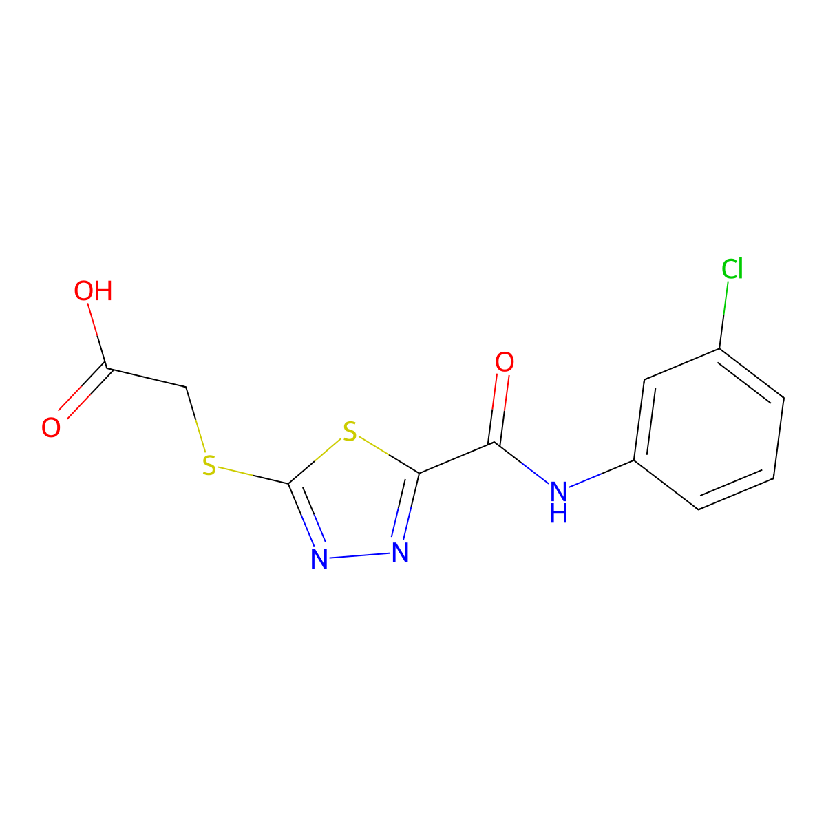 [(5-{[(3-Chlorophenyl)amino]carbonyl}-1,3,4-thiadiazol-2-yl)thio]acetic acid molecular structure, CAS 1242951-47-8