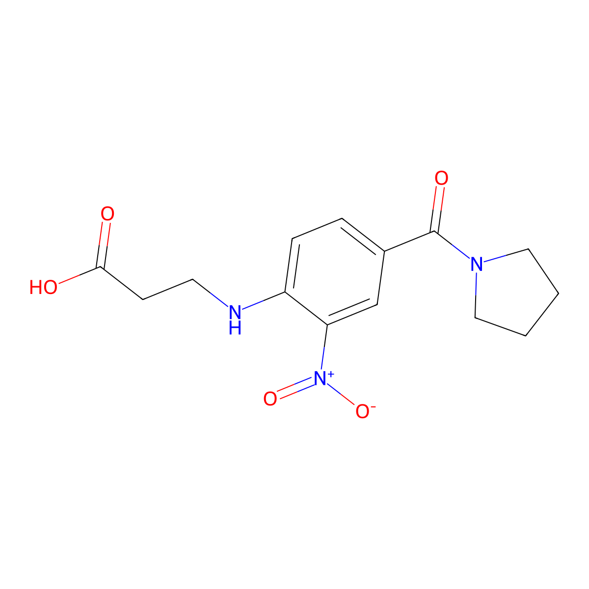 N-[2-Nitro-4-(pyrrolidin-1-ylcarbonyl)phenyl]-beta-alanine molecular structure, CAS 1242953-27-0