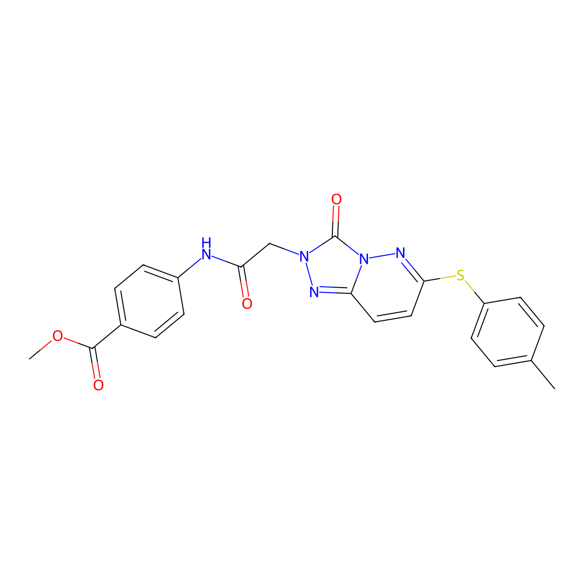 methyl 4-(2-(3-oxo-6-(p-tolylthio)-[1,2,4]triazolo[4,3-b]pyridazin-2(3H)-yl)acetamido)benzoate molecular structure, CAS 1242955-46-9