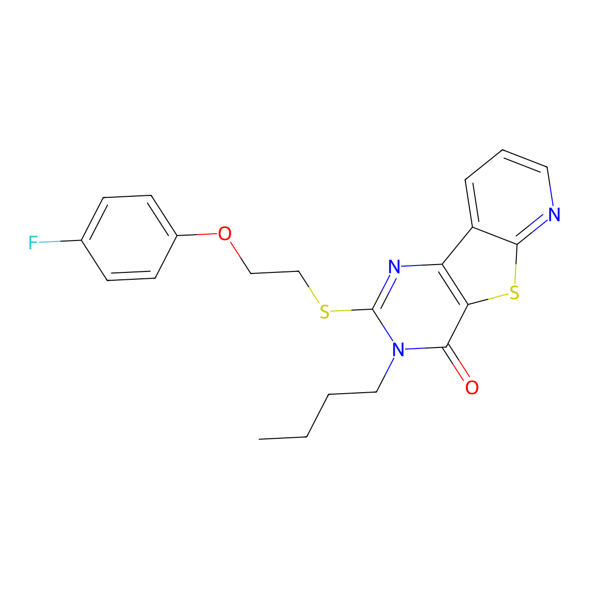 5-Butyl-4-{[2-(4-fluorophenoxy)ethyl]sulfanyl}-8-thia-3,5,10-triazatricyclo[7.4.0.0^{2,7}]trideca-1(9),2(7),3,10,12-pentaen-6-one molecular structure, CAS 1242960-13-9