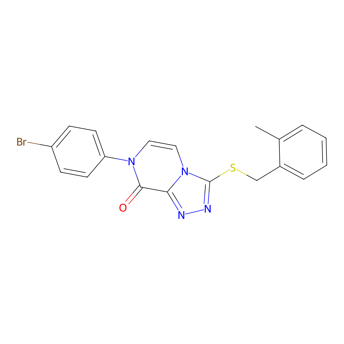 7-(4-bromophenyl)-3-((2-methylbenzyl)thio)-[1,2,4]triazolo[4,3-a]pyrazin-8(7H)-one molecular structure, CAS 1242960-36-6