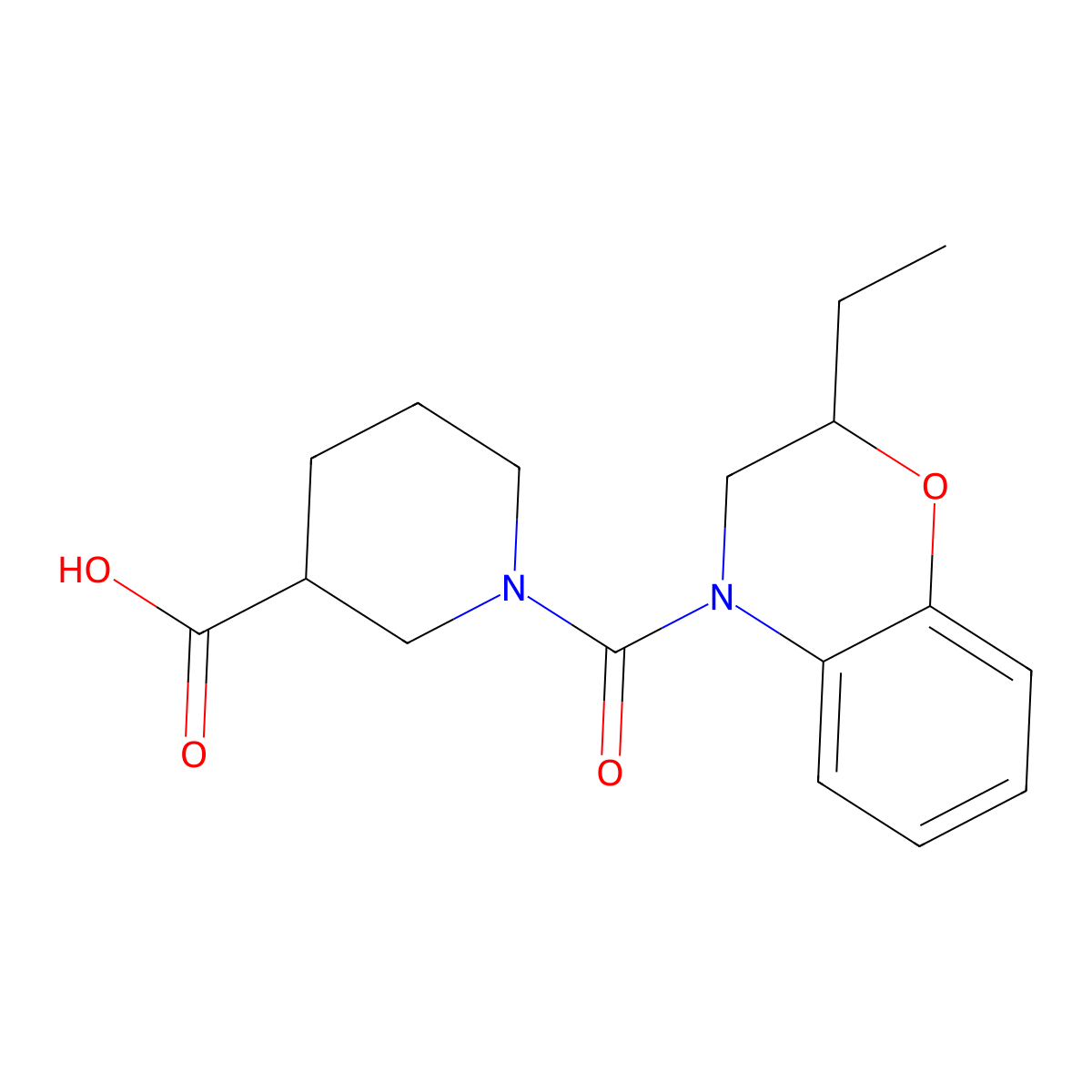 1-[(2-Ethyl-2,3-dihydro-4H-1,4-benzoxazin-4-yl)carbonyl]piperidine-3-carboxylic acid molecular structure, CAS 1242962-12-4