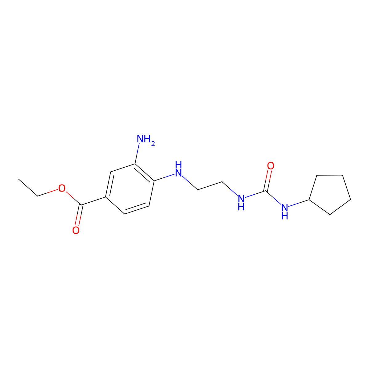 Ethyl 3-amino-4-[(2-{[(cyclopentylamino)carbonyl]amino}ethyl)amino]benzoate molecular structure, CAS 1242962-24-8