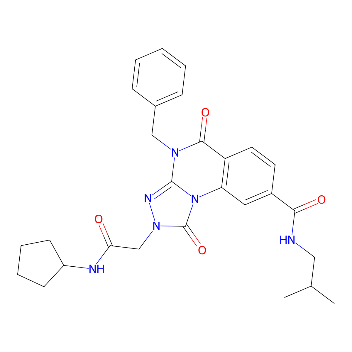 4-benzyl-2-(2-(cyclopentylamino)-2-oxoethyl)-N-isobutyl-1,5-dioxo-1,2,4,5-tetrahydro-[1,2,4]triazolo[4,3-a]quinazoline-8-carboxamide molecular structure, CAS 1242962-27-1