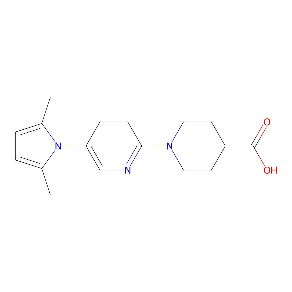 1-[5-(2,5-Dimethyl-1H-pyrrol-1-yl)pyridin-2-yl]piperidine-4-carboxylic acid molecular structure, CAS 1242963-14-9