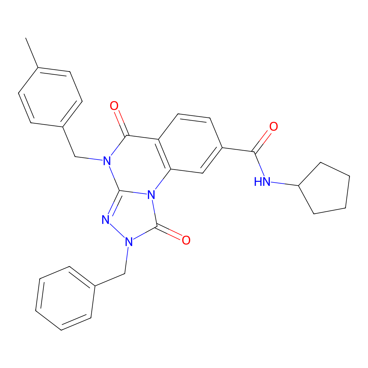 2-benzyl-N-cyclopentyl-4-[(4-methylphenyl)methyl]-1,5-dioxo-1H,2H,4H,5H-[1,2,4]triazolo[4,3-a]quinazoline-8-carboxamide molecular structure, CAS 1242963-66-1