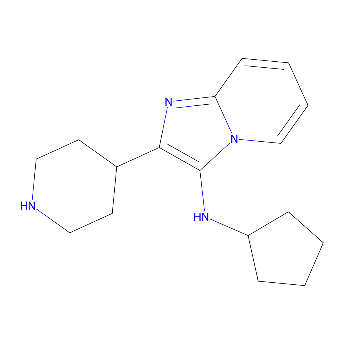 N-cyclopentyl-2-piperidin-4-ylimidazo[1,2-a]pyridin-3-amine molecular structure, CAS 1242964-50-6
