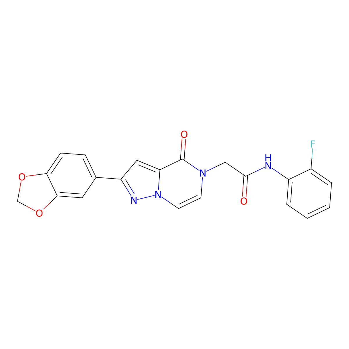 2-[2-(1,3-benzodioxol-5-yl)-4-oxopyrazolo[1,5-a]pyrazin-5(4H)-yl]-N-(2-fluorophenyl)acetamide molecular structure, CAS 1242964-64-2