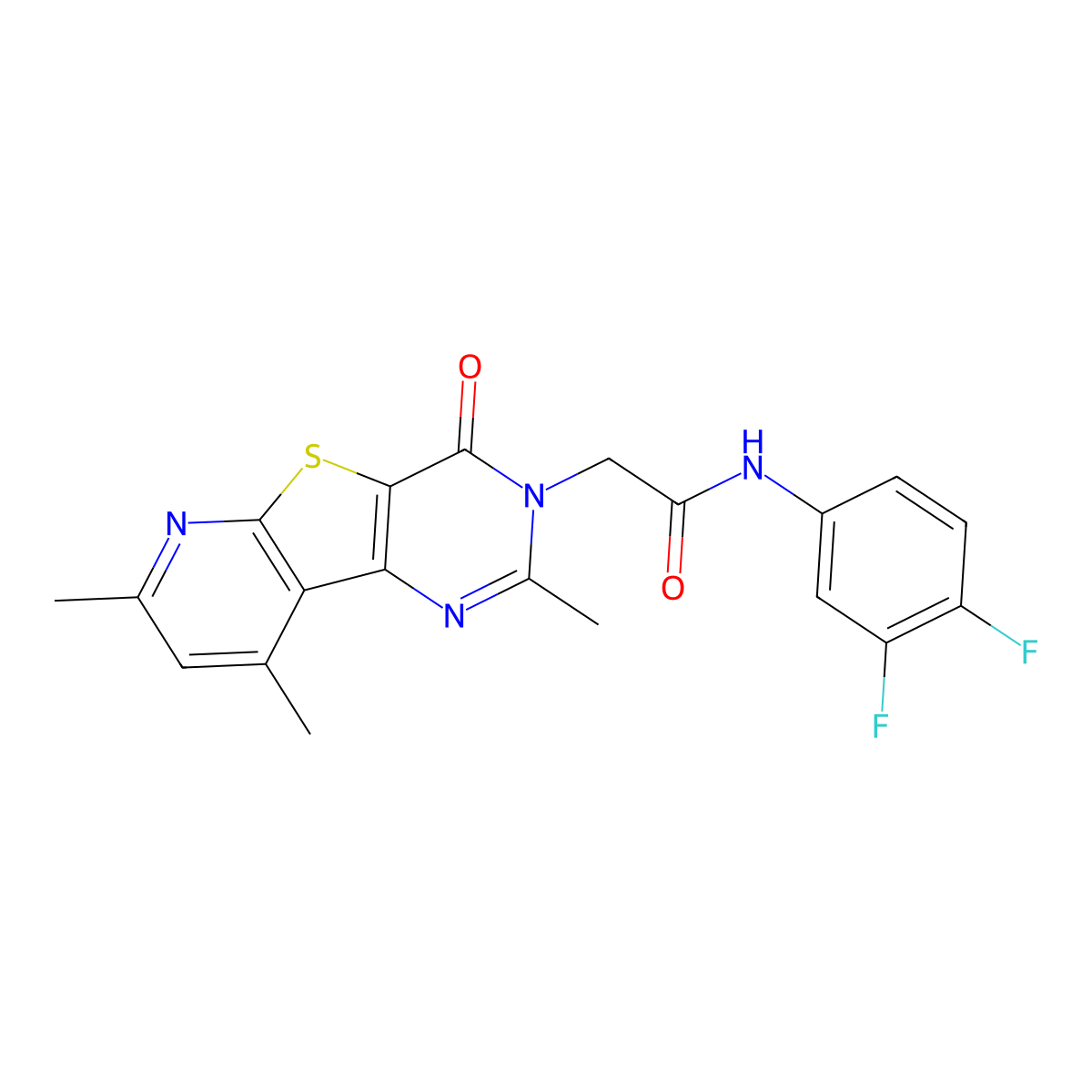 N-(3,4-difluorophenyl)-2-{4,11,13-trimethyl-6-oxo-8-thia-3,5,10-triazatricyclo[7.4.0.0^{2,7}]trideca-1(13),2(7),3,9,11-pentaen-5-yl}acetamide molecular structure, CAS 1242967-02-7