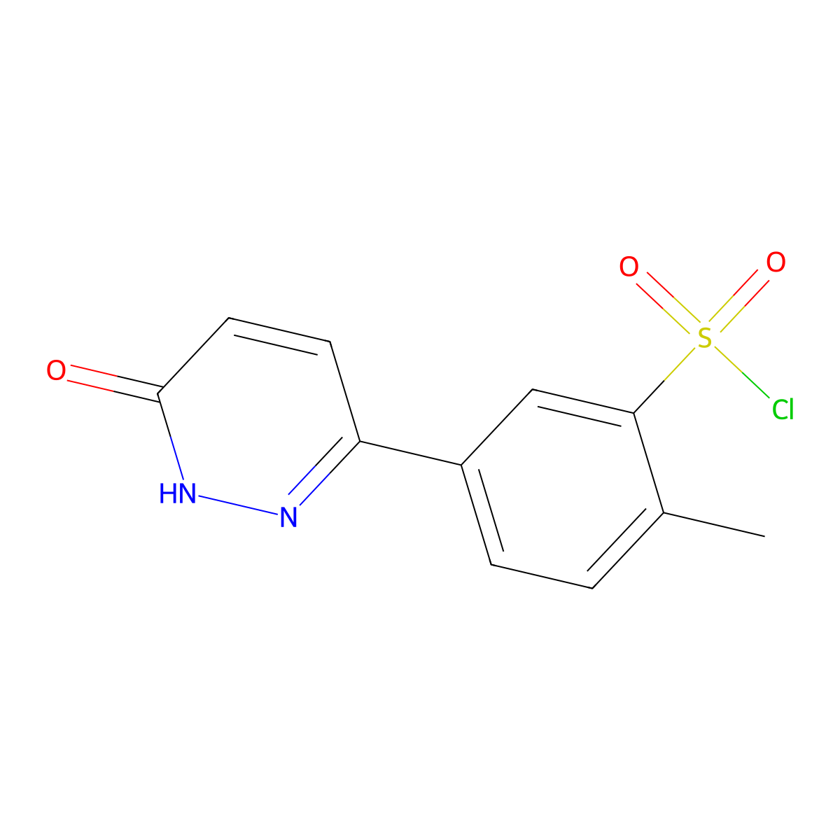 2-Methyl-5-(6-oxo-1,6-dihydropyridazin-3-yl)benzenesulfonyl chloride molecular structure, CAS 1242967-16-3