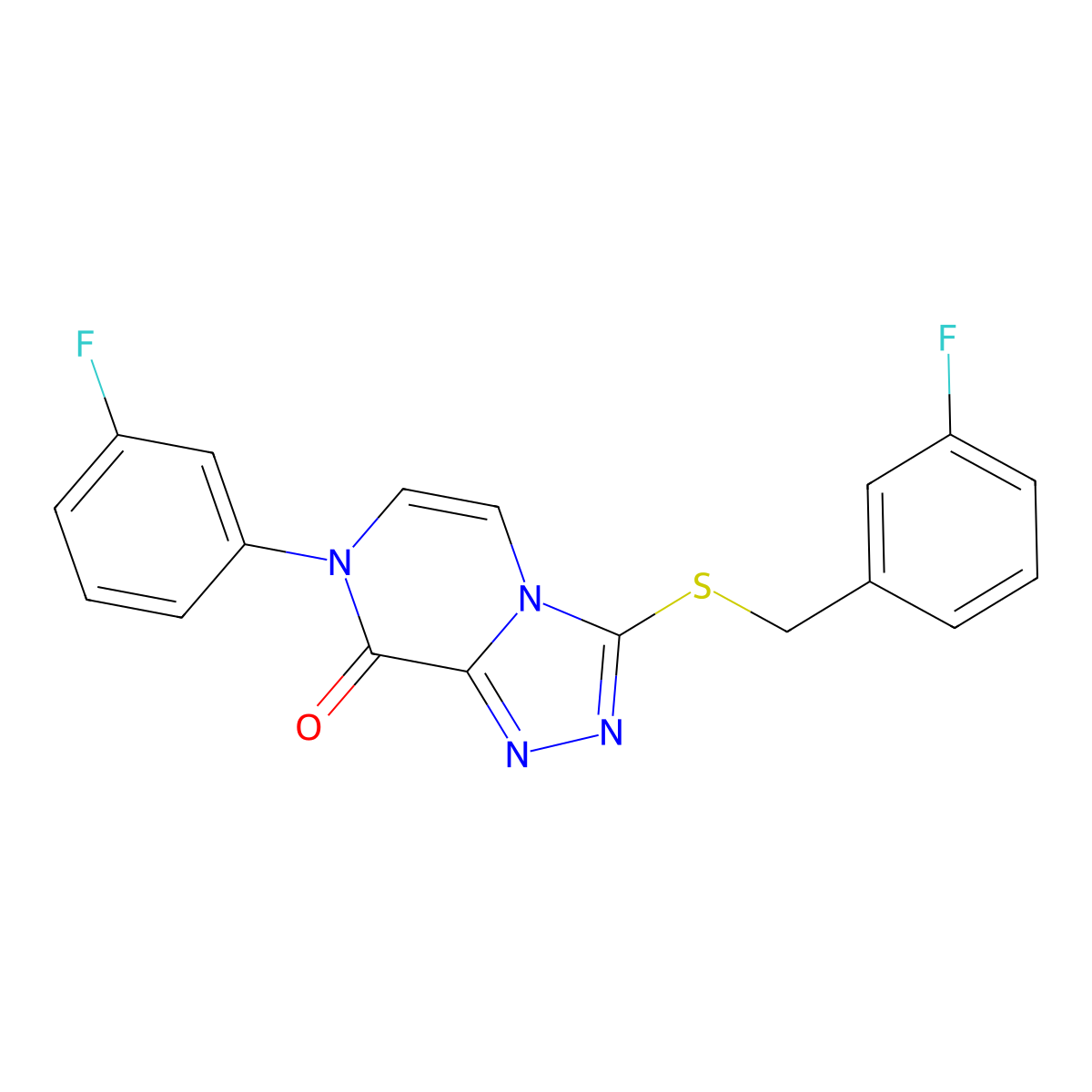 7-(3-fluorophenyl)-3-{[(3-fluorophenyl)methyl]sulfanyl}-7H,8H-[1,2,4]triazolo[4,3-a]pyrazin-8-one molecular structure, CAS 1242967-36-7