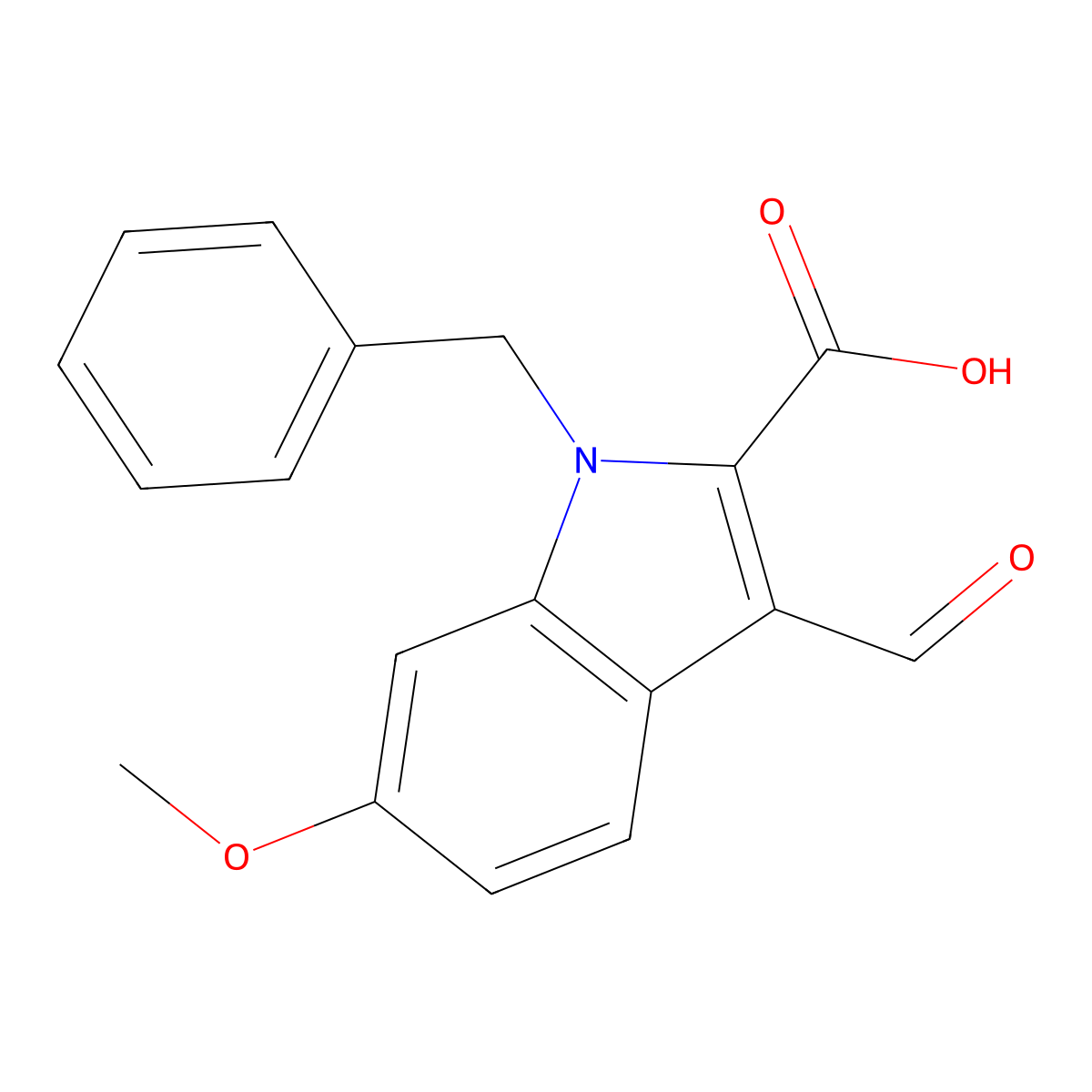 1-Benzyl-3-formyl-6-methoxy-1H-indole-2-carboxylic acid molecular structure, CAS 1242967-52-7