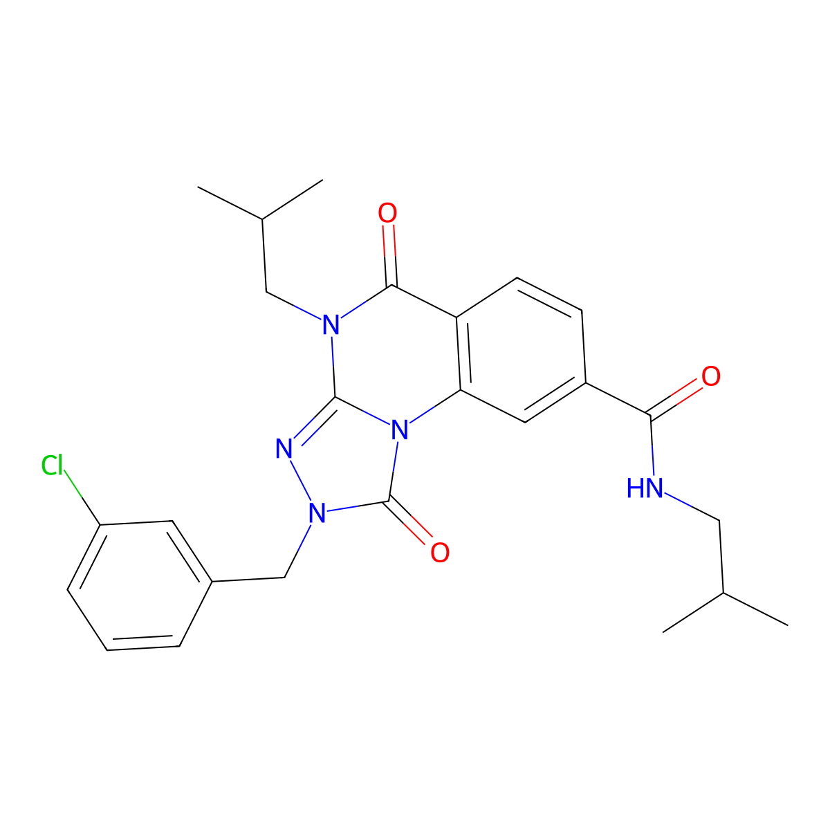 2-(3-chlorobenzyl)-N,4-diisobutyl-1,5-dioxo-1,2,4,5-tetrahydro-[1,2,4]triazolo[4,3-a]quinazoline-8-carboxamide molecular structure, CAS 1242967-62-9
