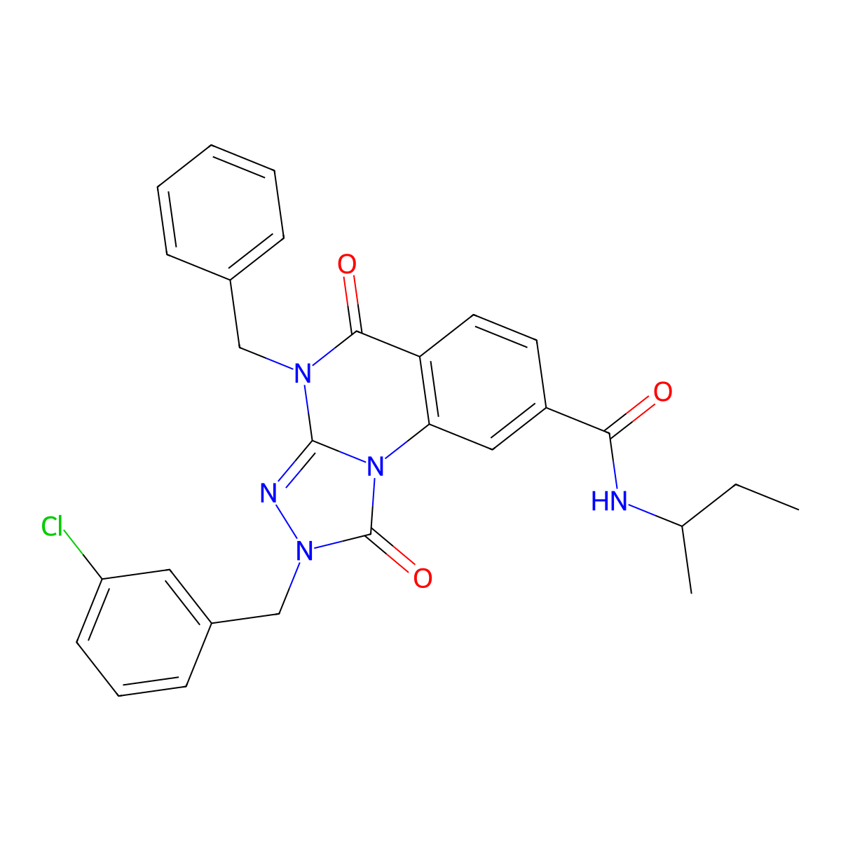 4-benzyl-N-(sec-butyl)-2-(3-chlorobenzyl)-1,5-dioxo-1,2,4,5-tetrahydro-[1,2,4]triazolo[4,3-a]quinazoline-8-carboxamide molecular structure, CAS 1242968-00-8