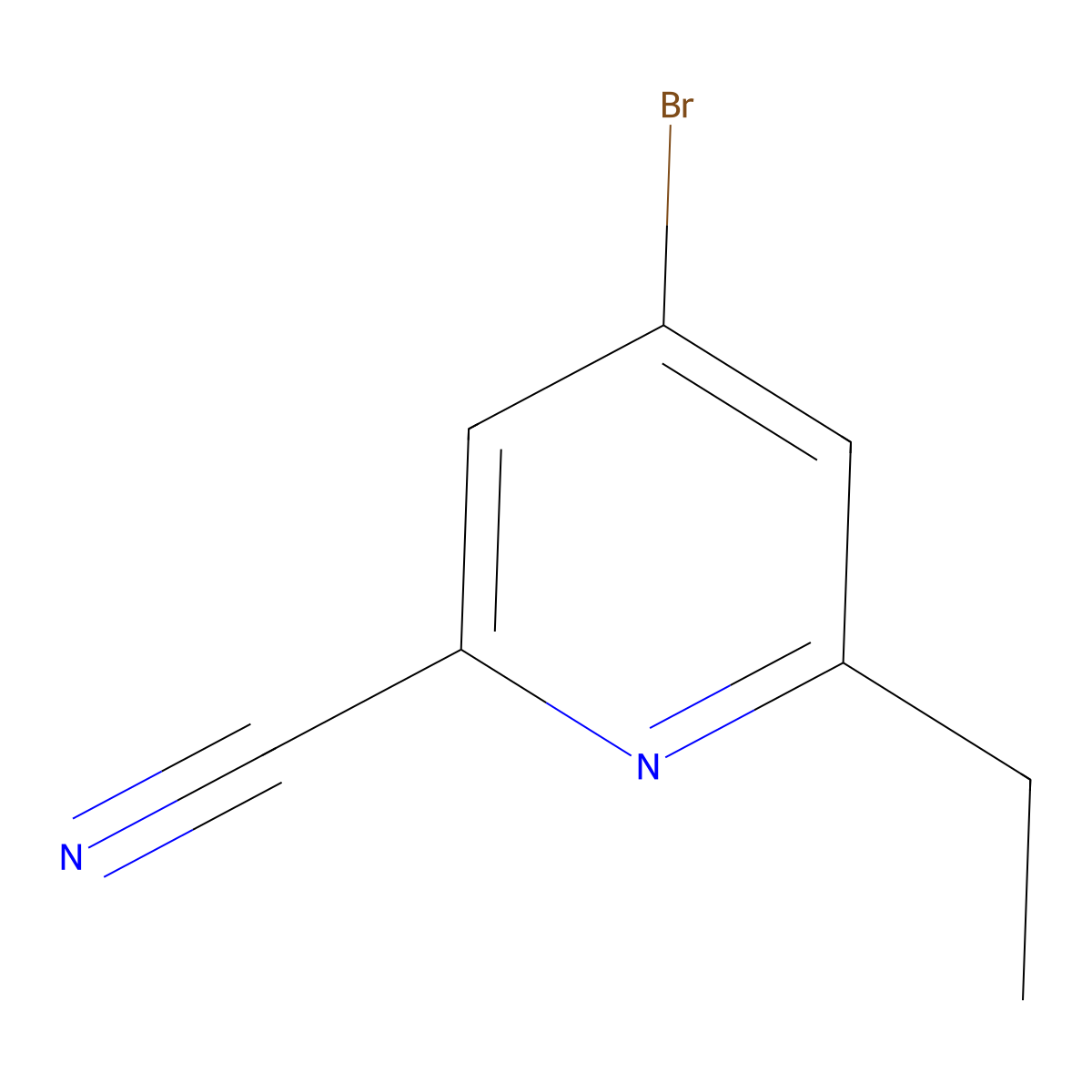 2-Pyridinecarbonitrile, 4-bromo-6-ethyl- molecular structure, CAS 1242968-57-5