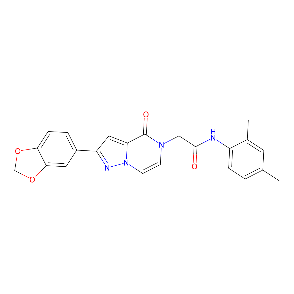 2-[2-(1,3-benzodioxol-5-yl)-4-oxopyrazolo[1,5-a]pyrazin-5(4H)-yl]-N-(2,4-dimethylphenyl)acetamide molecular structure, CAS 1242969-50-1