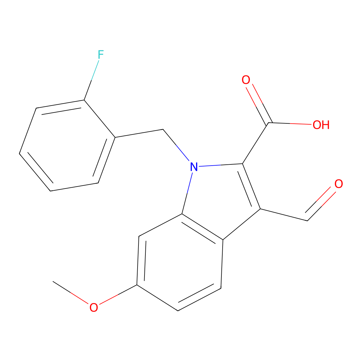 1-(2-Fluorobenzyl)-3-formyl-6-methoxy-1H-indole-2-carboxylic acid molecular structure, CAS 1242969-59-0