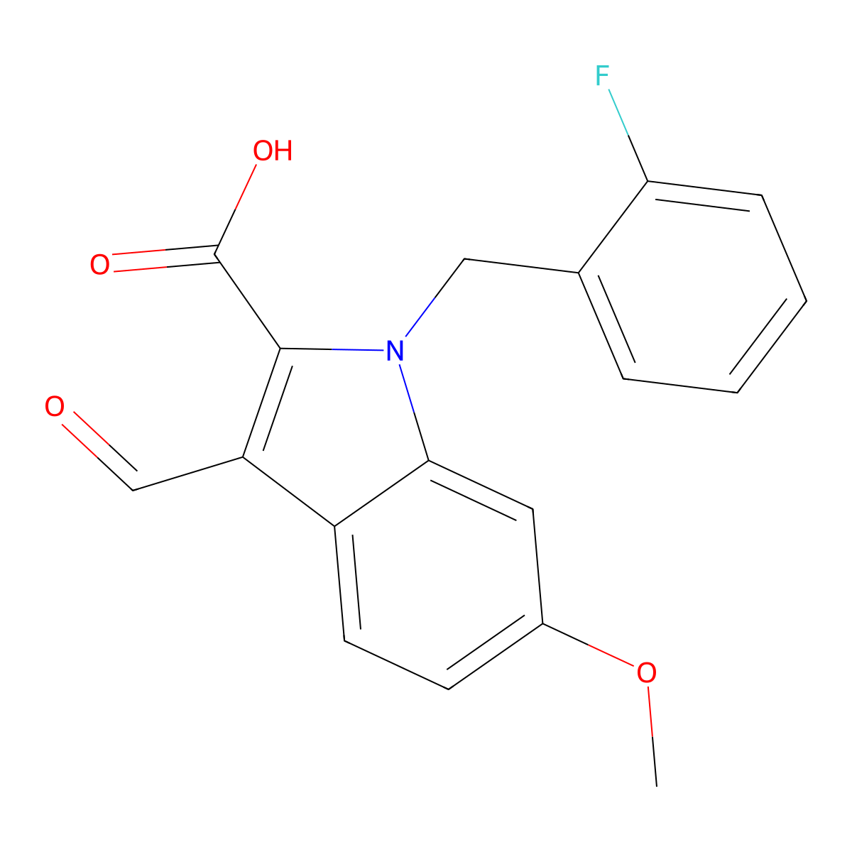 1-(2-Fluorobenzyl)-3-formyl-6-methoxy-1H-indole-2-carboxylic acid molecular structure, CAS 1242969-59-0