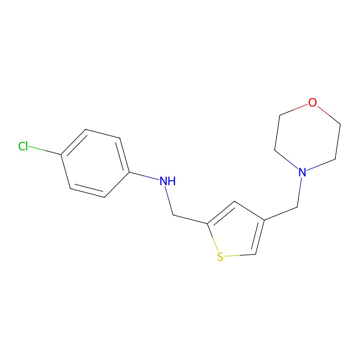 (4-Chlorophenyl){[4-(morpholin-4-ylmethyl)-2-thienyl]methyl}amine molecular structure, CAS 1242971-13-6