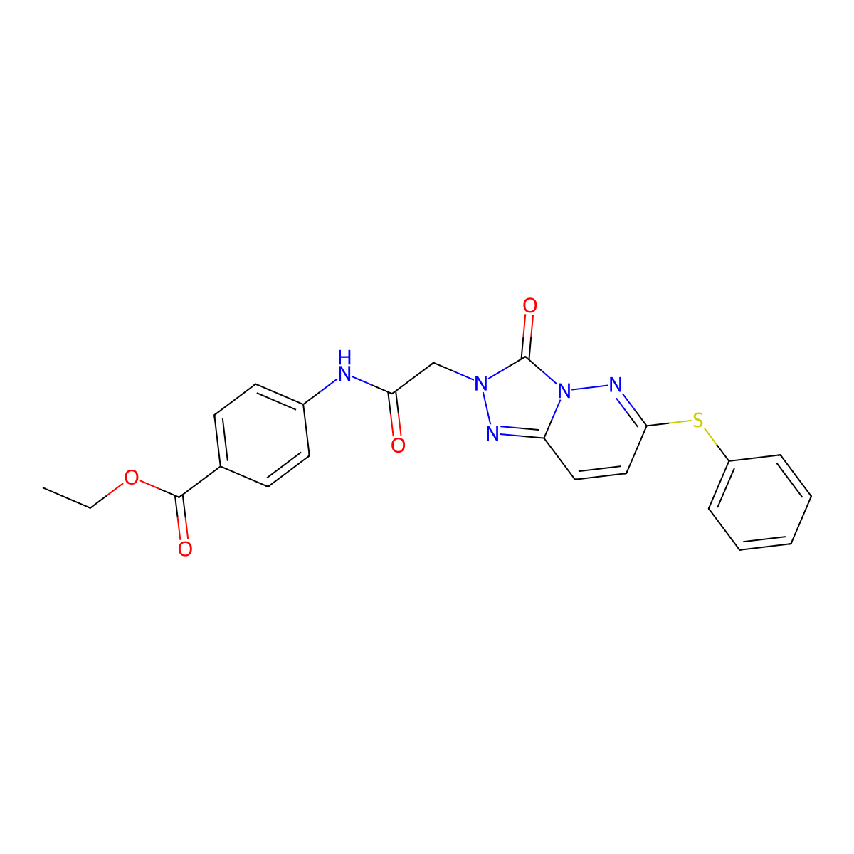 ethyl 4-{2-[3-oxo-6-(phenylsulfanyl)-2H,3H-[1,2,4]triazolo[4,3-b]pyridazin-2-yl]acetamido}benzoate molecular structure, CAS 1242971-81-8