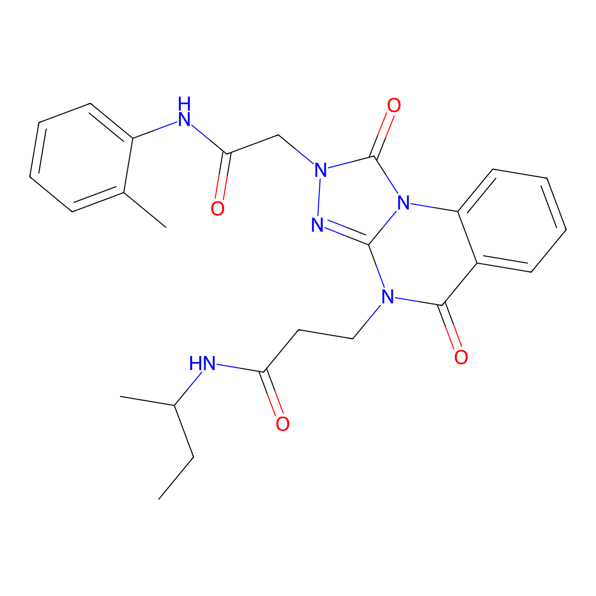 N-(butan-2-yl)-3-(2-{[(2-methylphenyl)carbamoyl]methyl}-1,5-dioxo-1H,2H,4H,5H-[1,2,4]triazolo[4,3-a]quinazolin-4-yl)propanamide molecular structure, CAS 1242972-55-9