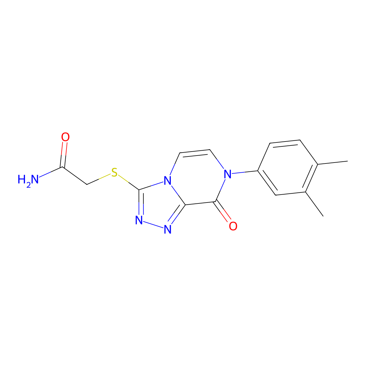 2-{[7-(3,4-Dimethylphenyl)-8-oxo-7,8-dihydro[1,2,4]triazolo[4,3-a]pyrazin-3-yl]thio}acetamide molecular structure, CAS 1242972-56-0