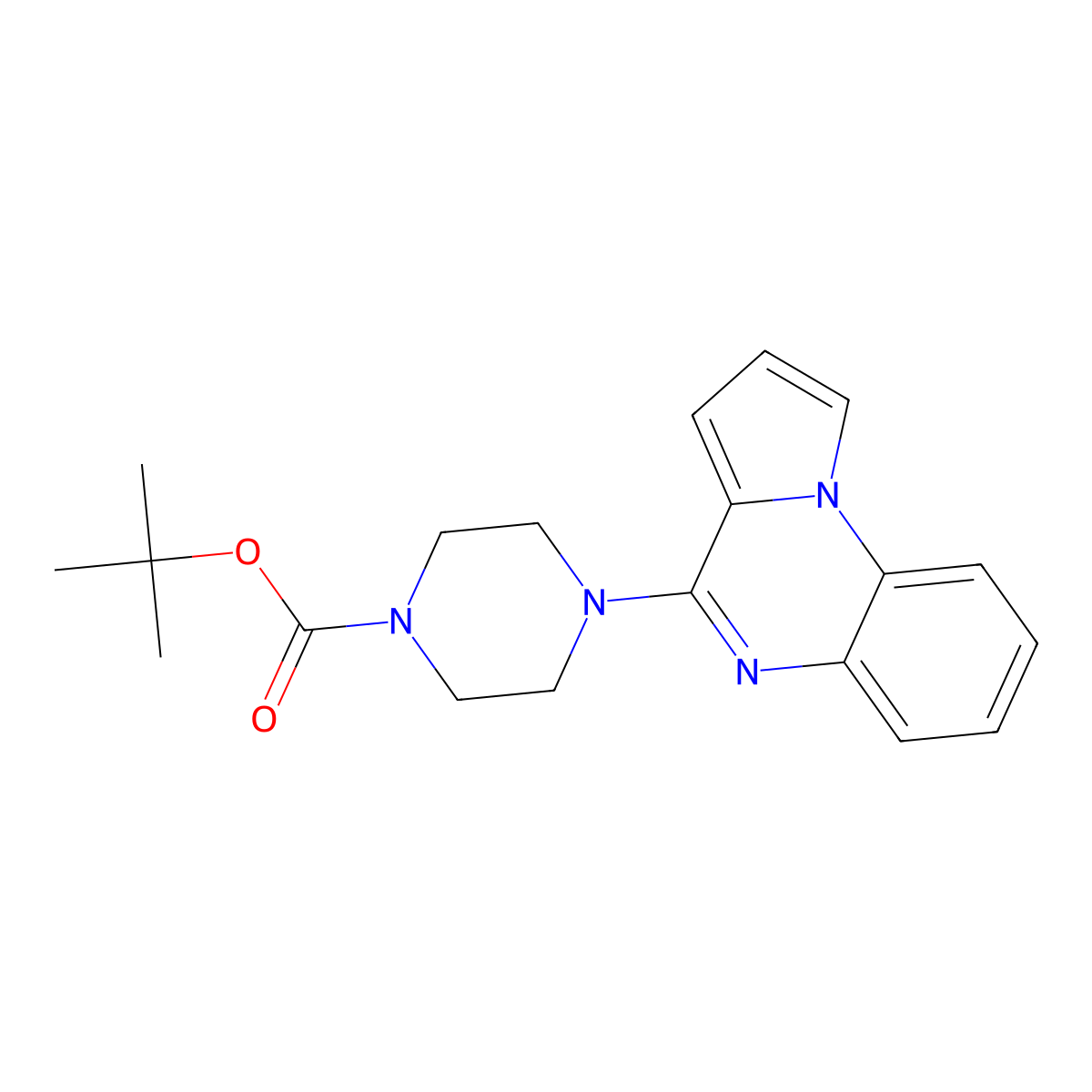 Tert-butyl 4-pyrrolo[1,2-a]quinoxalin-4-ylpiperazine-1-carboxylate molecular structure, CAS 1242974-44-2