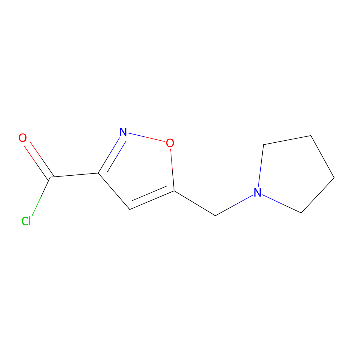 5-(Pyrrolidin-1-ylmethyl)isoxazole-3-carbonyl chloride molecular structure, CAS 1242982-43-9