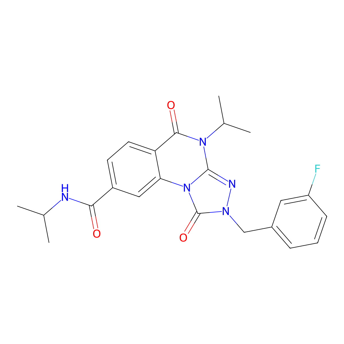 2-(3-fluorobenzyl)-N,4-diisopropyl-1,5-dioxo-1,2,4,5-tetrahydro[1,2,4]triazolo[4,3-a]quinazoline-8-carboxamide molecular structure, CAS 1242982-44-0