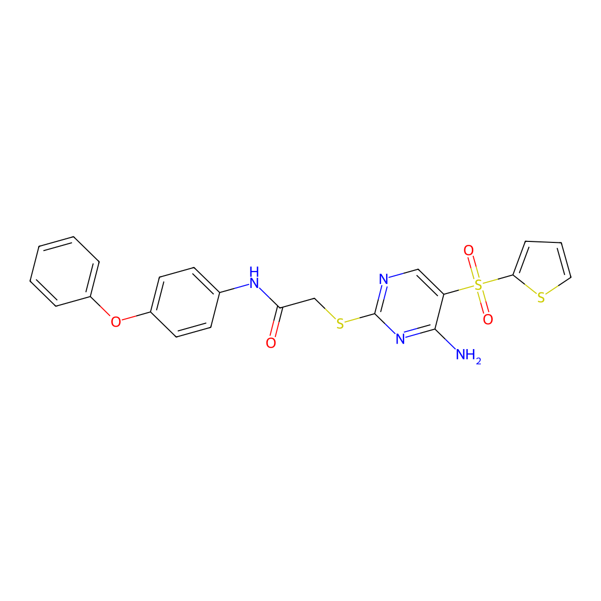 2-{[4-amino-5-(thiophene-2-sulfonyl)pyrimidin-2-yl]sulfanyl}-N-(4-phenoxyphenyl)acetamide molecular structure, CAS 1242983-62-5