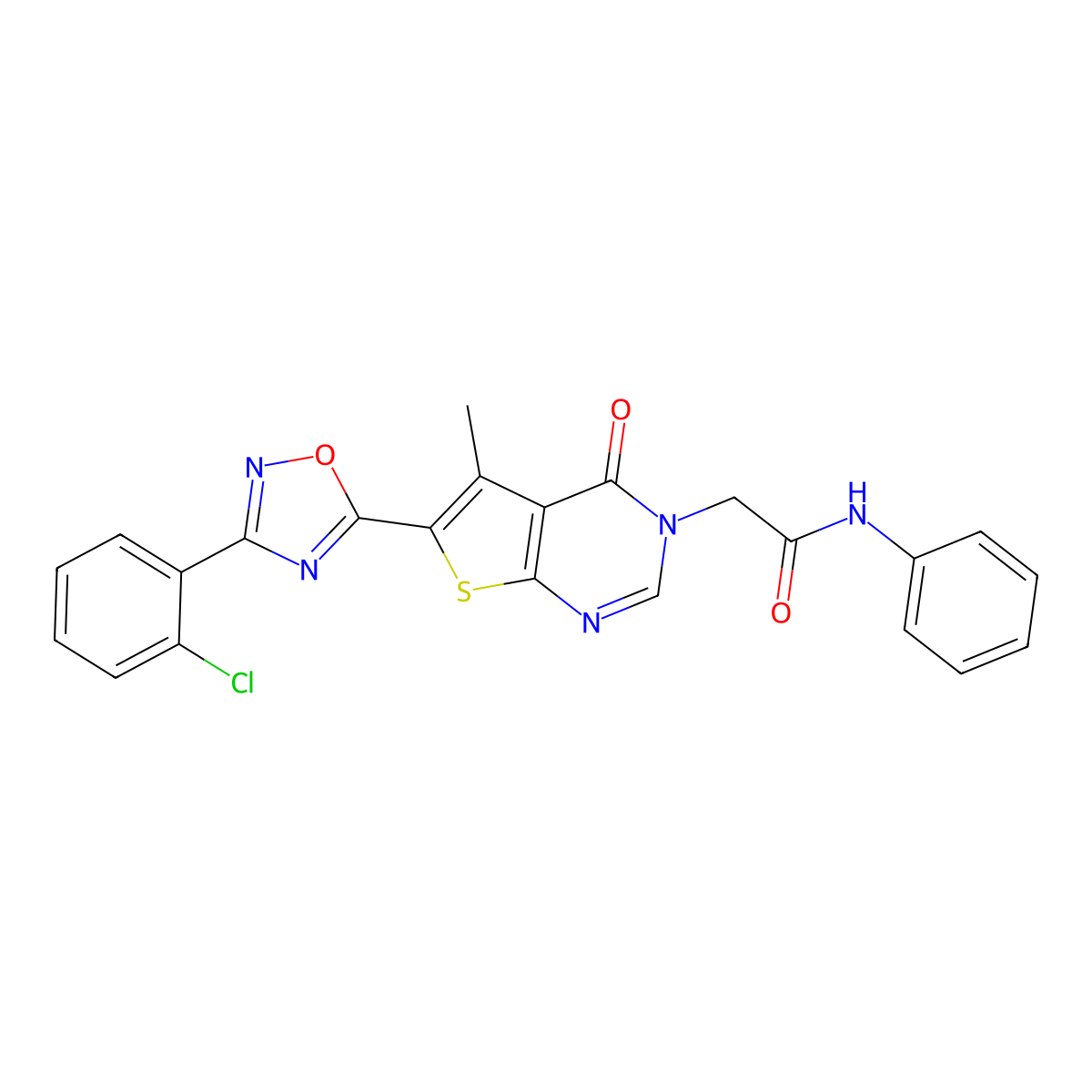 2-(6-(3-(2-chlorophenyl)-1,2,4-oxadiazol-5-yl)-5-methyl-4-oxothieno[2,3-d]pyrimidin-3(4H)-yl)-N-phenylacetamide molecular structure, CAS 1242985-12-1