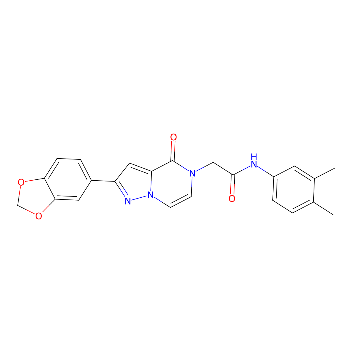 2-[2-(1,3-benzodioxol-5-yl)-4-oxopyrazolo[1,5-a]pyrazin-5(4H)-yl]-N-(3,4-dimethylphenyl)acetamide molecular structure, CAS 1242986-46-4