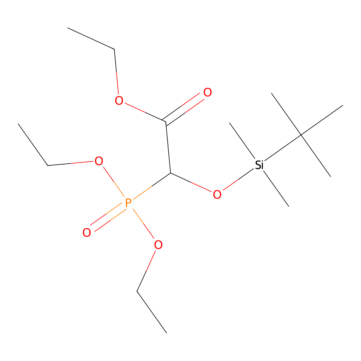 Ethyl 2-[tert-butyl(dimethyl)silyl]oxy-2-diethoxyphosphorylacetate molecular structure, CAS 1242990-43-7