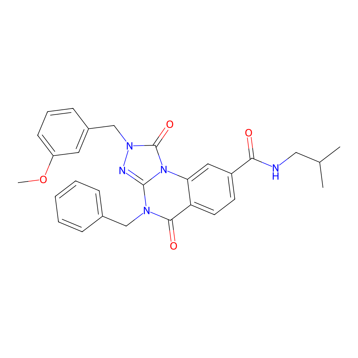 4-benzyl-N-isobutyl-2-(3-methoxybenzyl)-1,5-dioxo-1,2,4,5-tetrahydro-[1,2,4]triazolo[4,3-a]quinazoline-8-carboxamide molecular structure, CAS 1242991-52-1