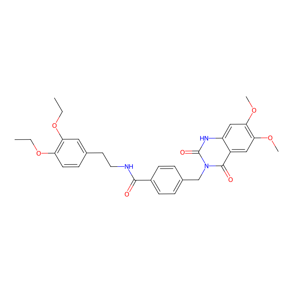 N-(3,4-diethoxyphenethyl)-4-((6,7-dimethoxy-2,4-dioxo-1,2-dihydroquinazolin-3(4H)-yl)methyl)benzamide molecular structure, CAS 1242991-64-5