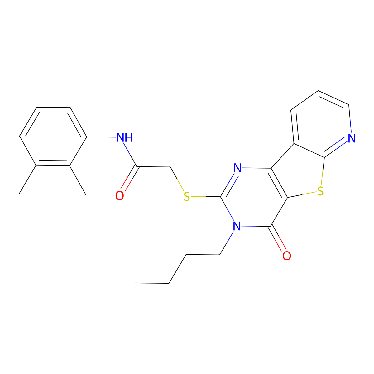 2-((3-butyl-4-oxo-3,4-dihydropyrido[3',2':4,5]thieno[3,2-d]pyrimidin-2-yl)thio)-N-(2,3-dimethylphenyl)acetamide molecular structure, CAS 1242992-71-7