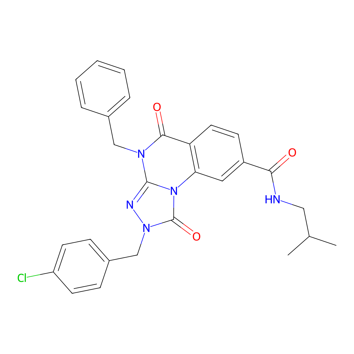 4-benzyl-2-(4-chlorobenzyl)-N-isobutyl-1,5-dioxo-1,2,4,5-tetrahydro-[1,2,4]triazolo[4,3-a]quinazoline-8-carboxamide molecular structure, CAS 1242993-17-4