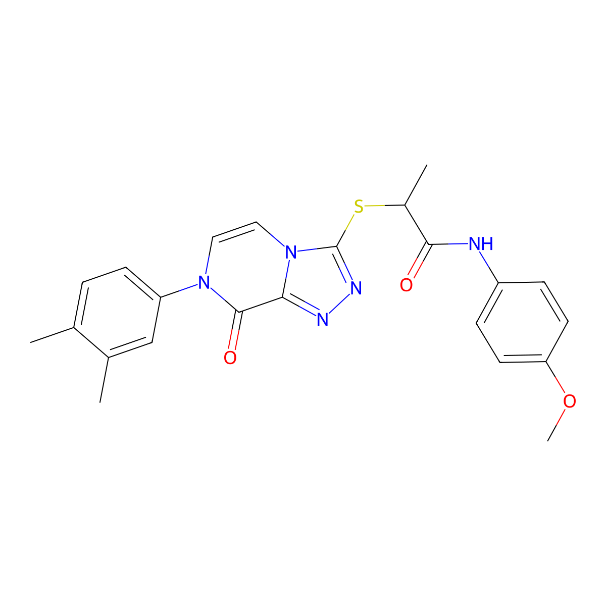 2-((7-(3,4-dimethylphenyl)-8-oxo-7,8-dihydro-[1,2,4]triazolo[4,3-a]pyrazin-3-yl)thio)-N-(4-methoxyphenyl)propanamide molecular structure, CAS 1242994-52-0