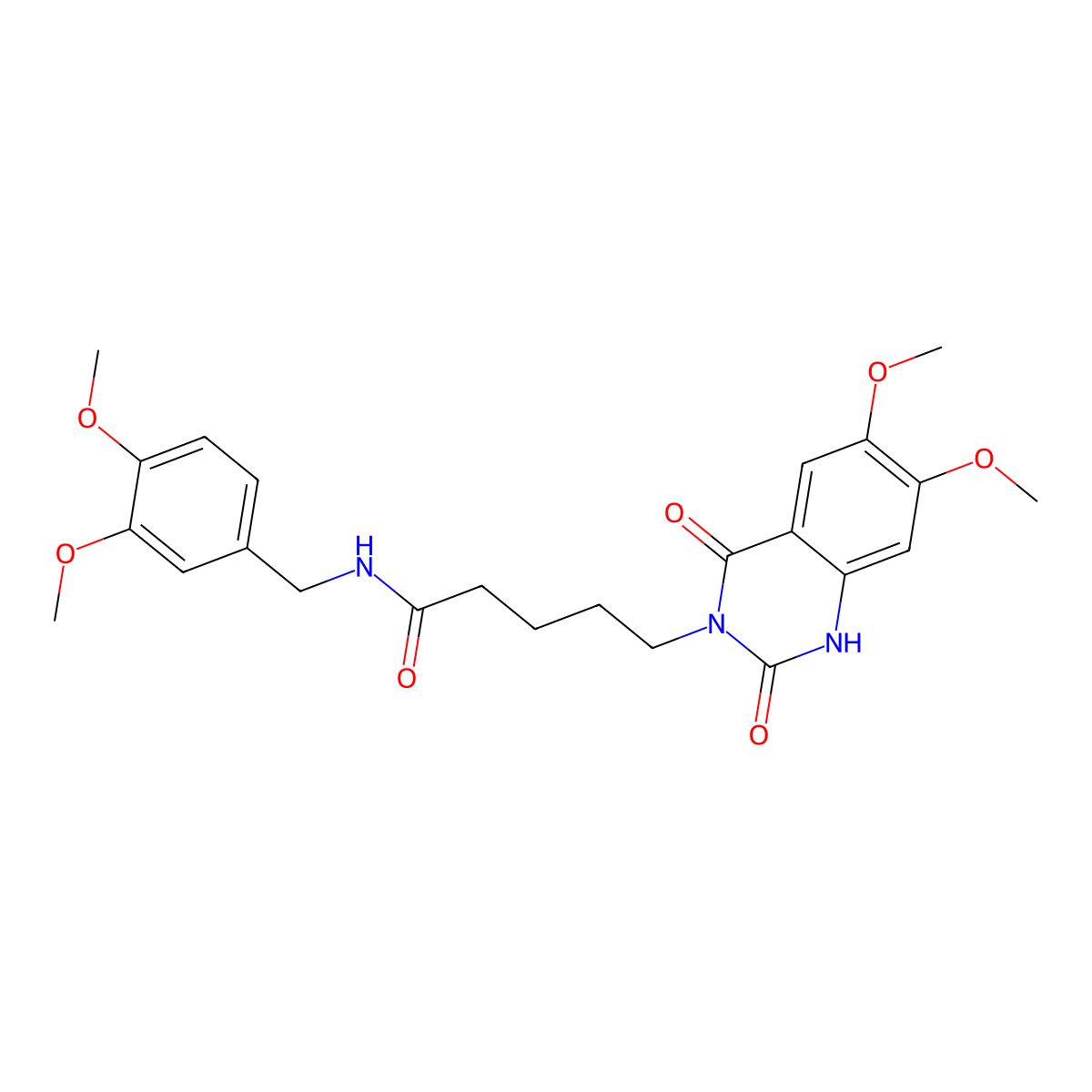 5-(6,7-dimethoxy-2,4-dioxo-1,2-dihydroquinazolin-3(4H)-yl)-N-(3,4-dimethoxybenzyl)pentanamide molecular structure, CAS 1242996-17-3