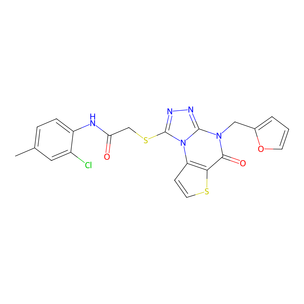 N-(2-chloro-4-methylphenyl)-2-((4-(furan-2-ylmethyl)-5-oxo-4,5-dihydrothieno[2,3-e][1,2,4]triazolo[4,3-a]pyrimidin-1-yl)thio)acetamide molecular structure, CAS 1242996-21-9