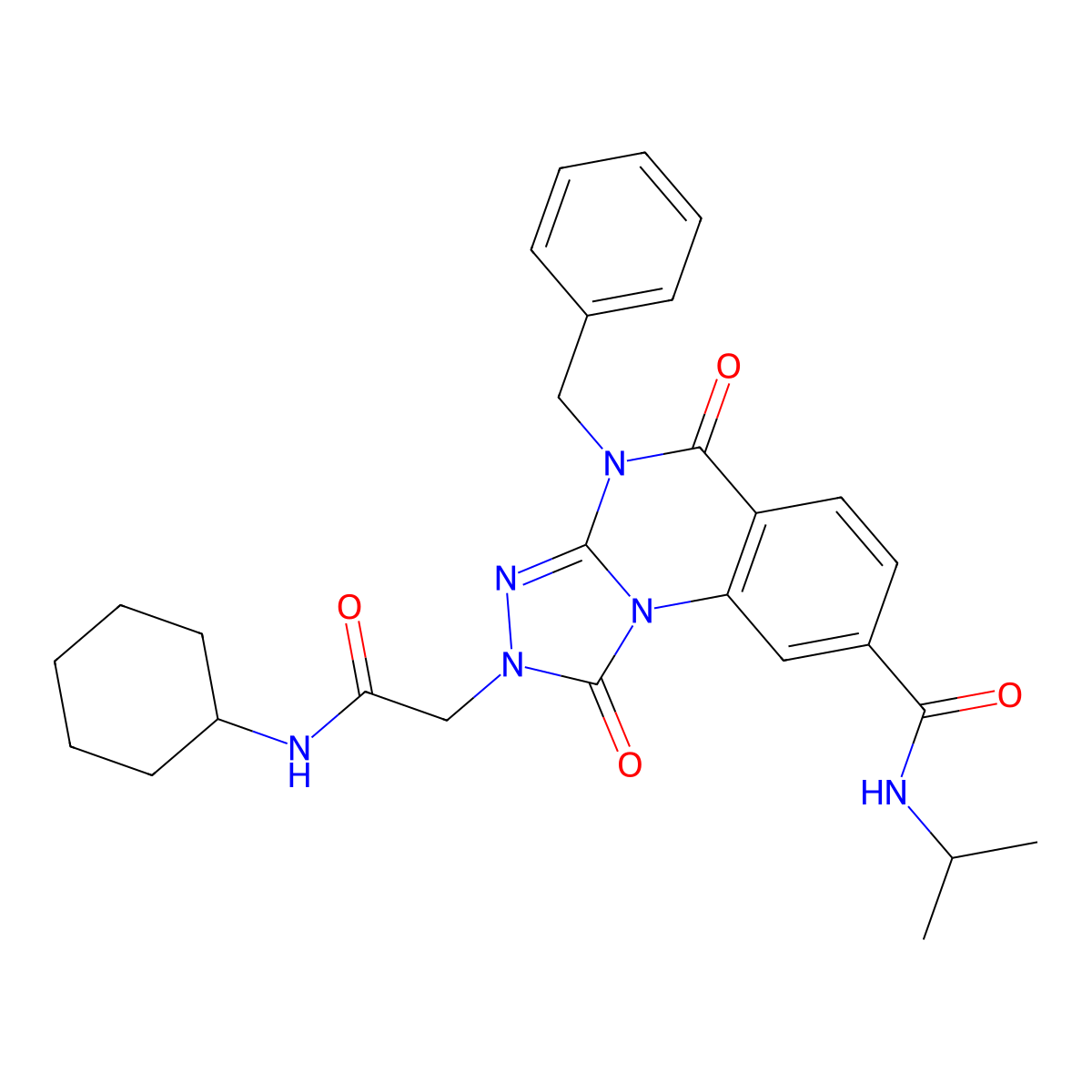 4-benzyl-2-(2-(cyclohexylamino)-2-oxoethyl)-N-isopropyl-1,5-dioxo-1,2,4,5-tetrahydro-[1,2,4]triazolo[4,3-a]quinazoline-8-carboxamide molecular structure, CAS 1242996-31-1
