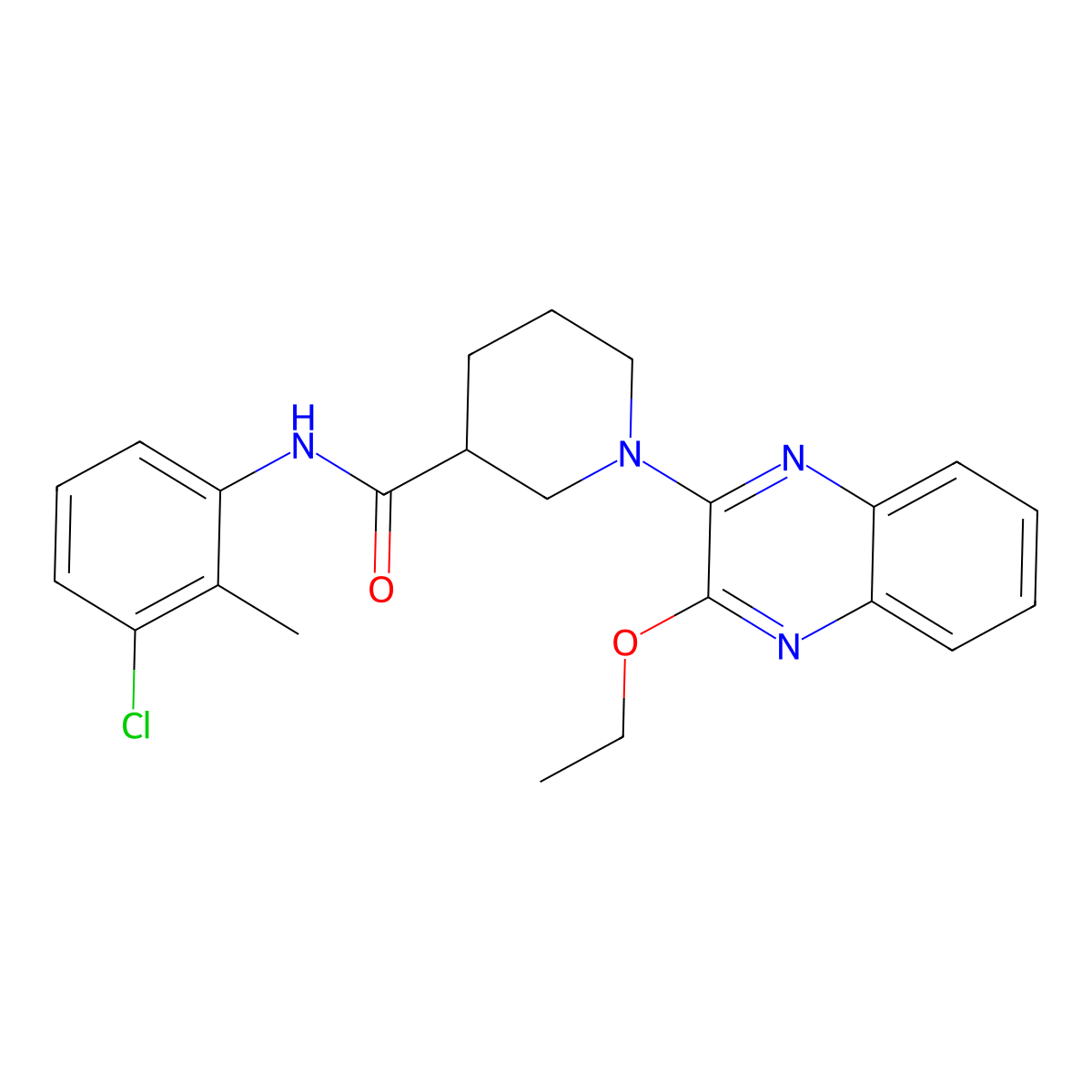 N-(3-chloro-2-methylphenyl)-1-(3-ethoxyquinoxalin-2-yl)piperidine-3-carboxamide molecular structure, CAS 1242996-59-3