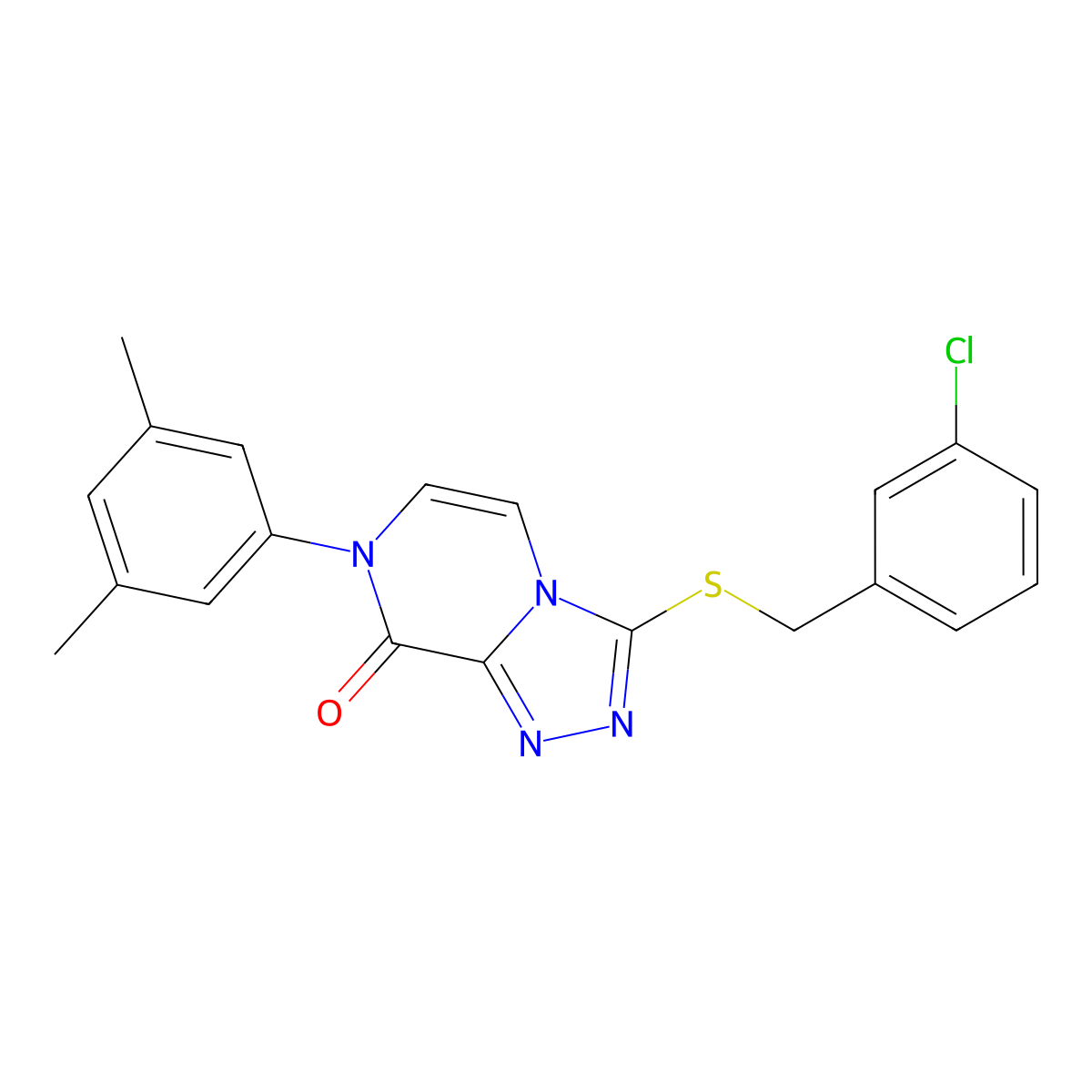 3-[(3-chlorobenzyl)thio]-7-(3,5-dimethylphenyl)[1,2,4]triazolo[4,3-a]pyrazin-8(7H)-one molecular structure, CAS 1242997-32-5