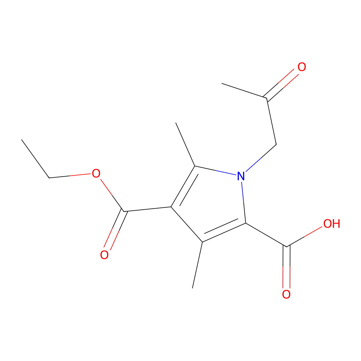 4-(Ethoxycarbonyl)-3,5-dimethyl-1-(2-oxopropyl)-1H-pyrrole-2-carboxylic acid molecular structure, CAS 1242998-92-0